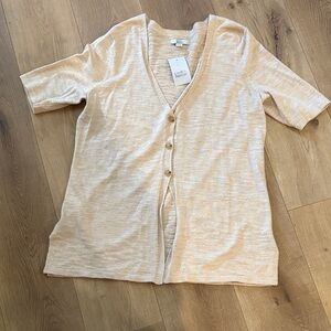 Croft & Barrow Summer Button-Front Cardigan in Linen Color - New - Size S
